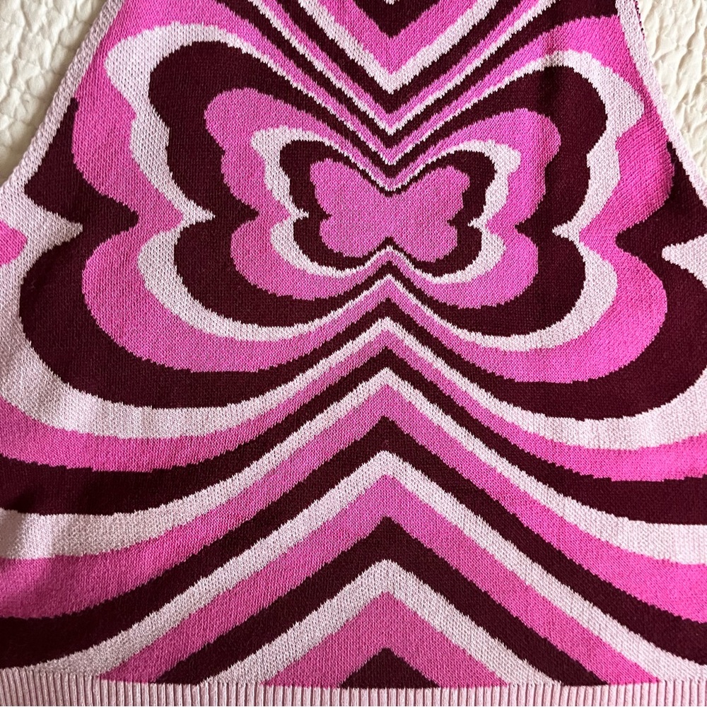 SOLD!!🧾🍒Y2K WITTY FOX CROPPED TANK TOP PINK BUTTERFLY DESIGN SIZE LARGE - Picture 9 of 9